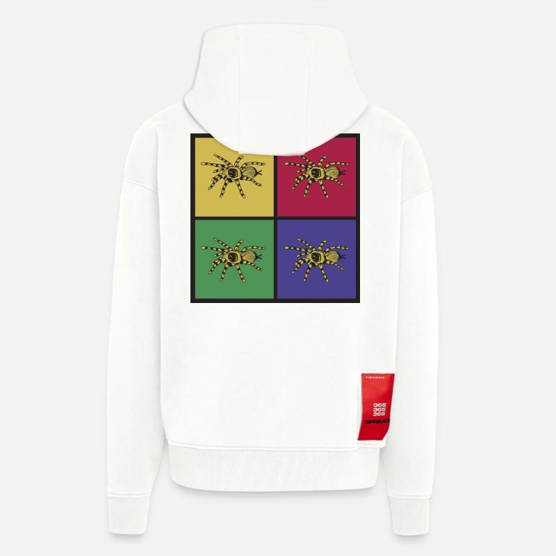 Tarentule d'araignée pop art - Veste à capuche bio épaisse oversize fabriqué en UE - OFF WHITE