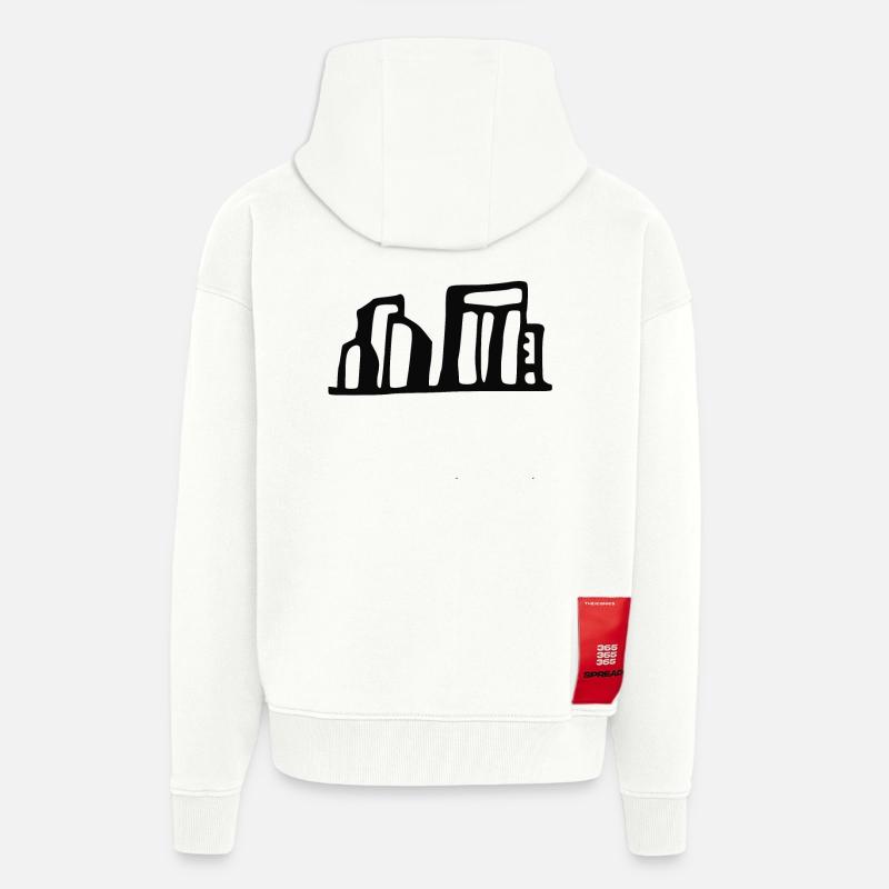 Stonehenge (Noir) - Veste à capuche bio épaisse oversize fabriqué en UE - OFF WHITE