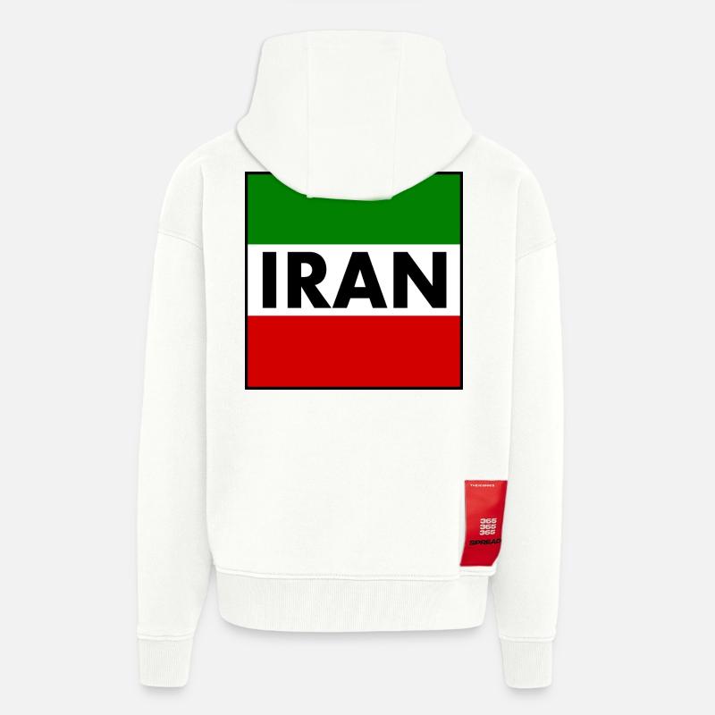 DRAPEAU IRAN DRAPEAU IRANIEN - Veste à capuche bio épaisse oversize fabriqué en UE - OFF WHITE