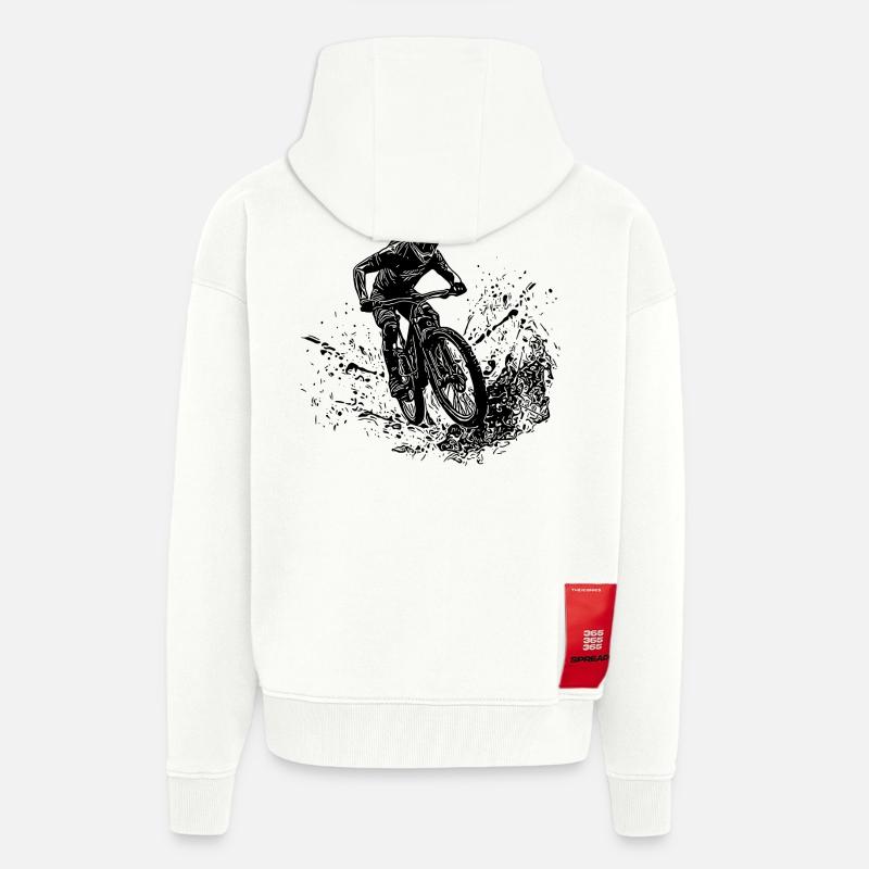 Mountain Biker Mud Splash Downhill - Zip Hoodie - made by SPREAD - OFF WHITE