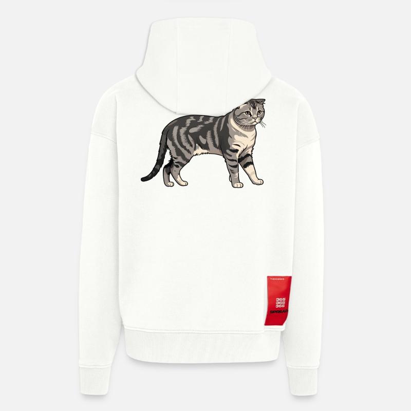 Pliage écossais - Cat Pet Design - Veste à capuche bio épaisse oversize fabriqué en UE - OFF WHITE