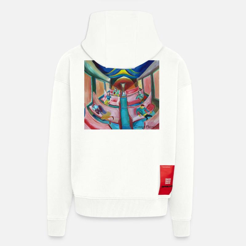 train à la nuit 3 - Veste à capuche bio épaisse oversize fabriqué en UE - OFF WHITE