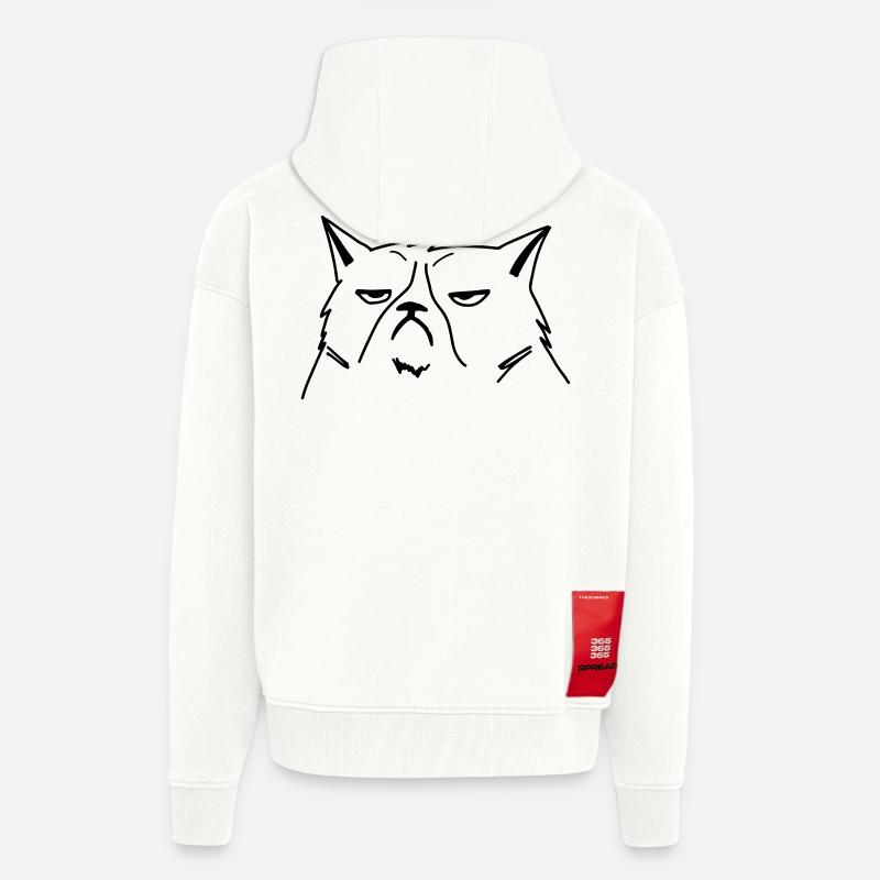 grumpy cat - Zip Hoodie - made by SPREAD - OFF WHITE