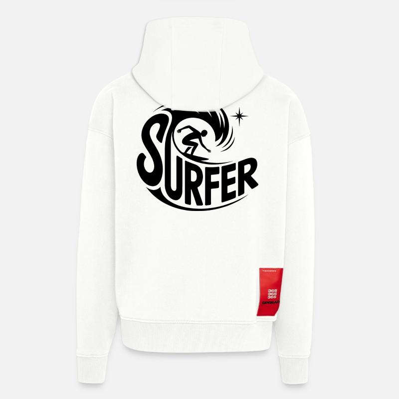 Surfer - Cool Surfer Logo - Veste à capuche bio épaisse oversize fabriqué en UE - OFF WHITE