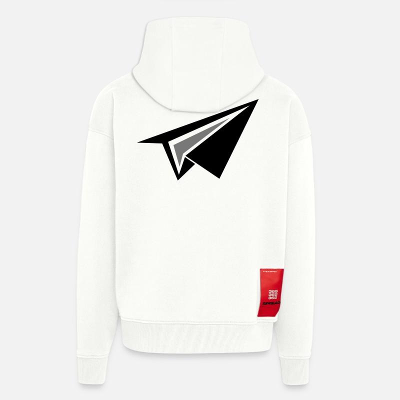 plan de l'avion de papier - Veste à capuche bio épaisse oversize fabriqué en UE - OFF WHITE