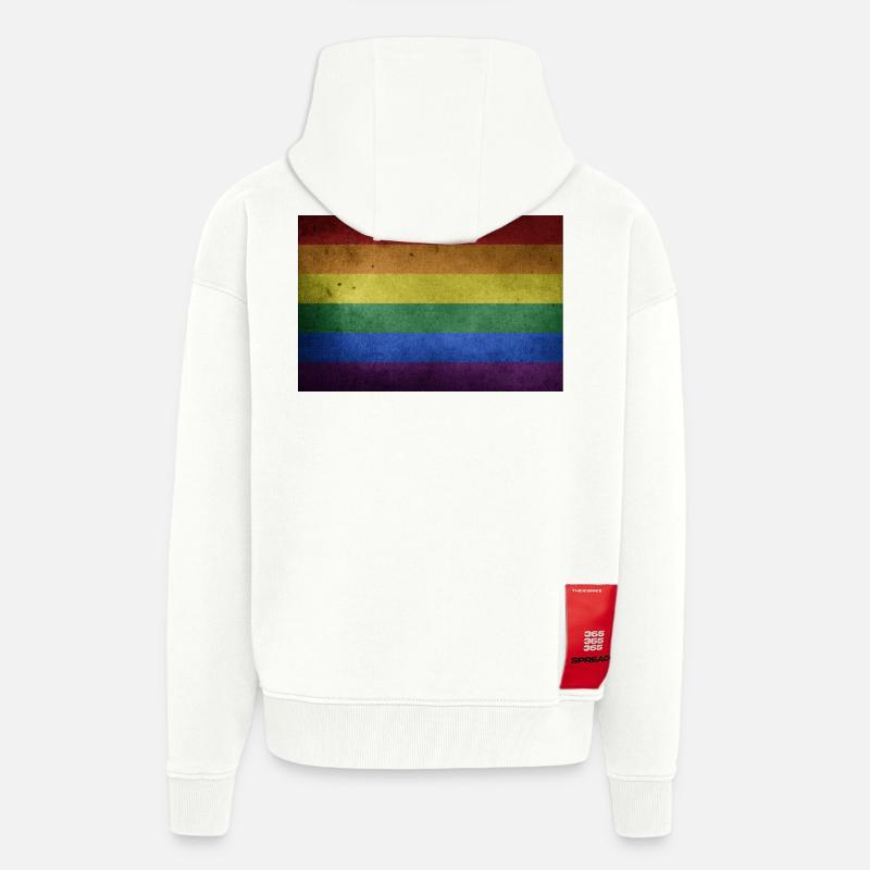 Drapeau pride - Veste à capuche bio épaisse oversize fabriqué en UE - OFF WHITE