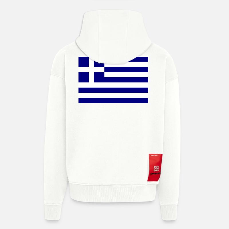 Drapeau de la Grèce - Veste à capuche bio épaisse oversize fabriqué en UE - OFF WHITE