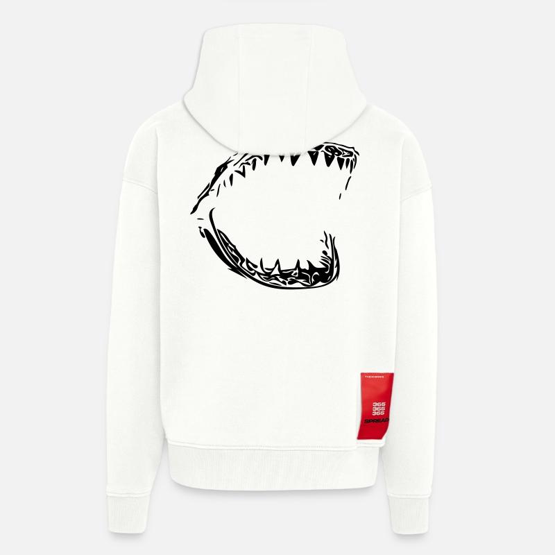 Giant vector shark bit - Zip Hoodie - made by SPREAD - OFF WHITE