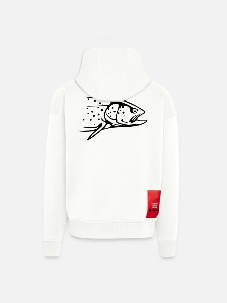 truite - Veste à capuche bio épaisse oversize fabriqué en UE - OFF WHITE