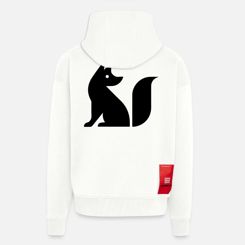 Illustration de renard mignon - Veste à capuche bio épaisse oversize fabriqué en UE - OFF WHITE