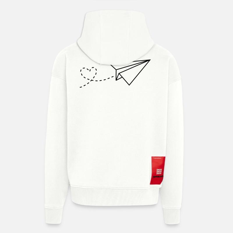Plan de papier de coeur - Veste à capuche bio épaisse oversize fabriqué en UE - OFF WHITE