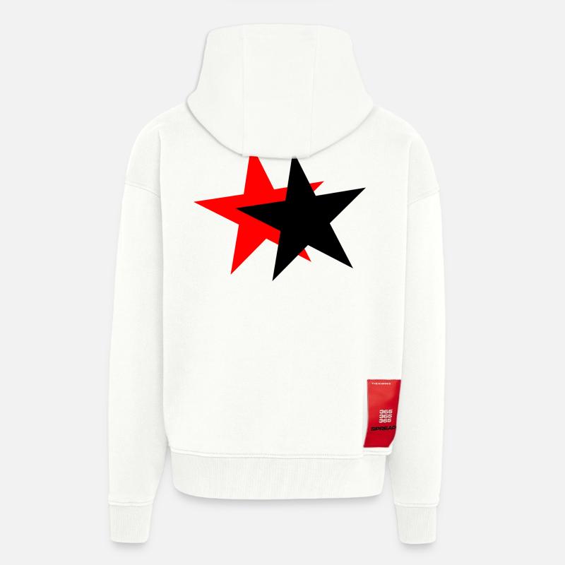 Sterne - schwarz rot - Zip Hoodie - made by SPREAD - OFF WHITE