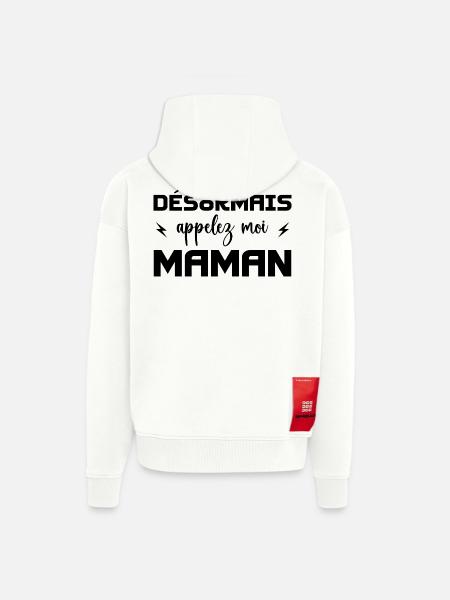 désormais appelez moi maman - Veste à capuche bio épaisse oversize fabriqué en UE - OFF WHITE