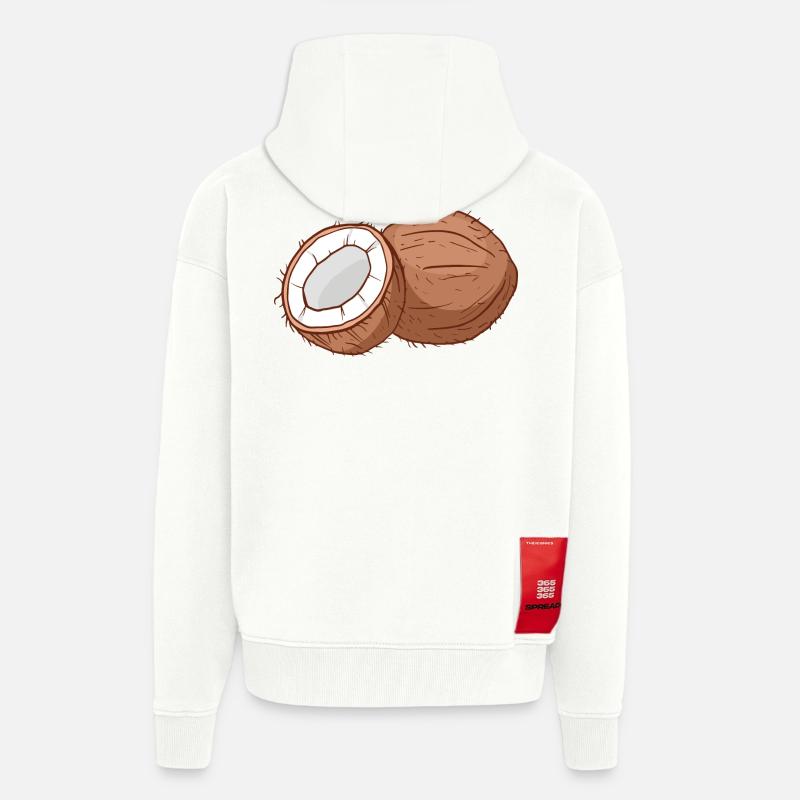 Cocotier Cocosque coconse cocons - Veste à capuche bio épaisse oversize fabriqué en UE - OFF WHITE