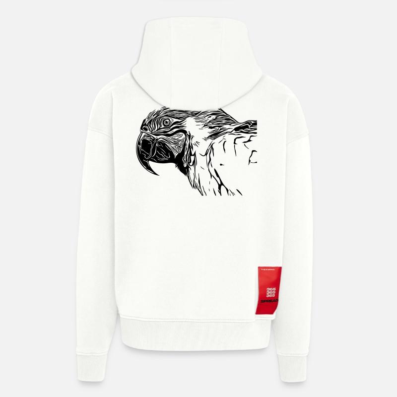 perroquet - Veste à capuche bio épaisse oversize fabriqué en UE - OFF WHITE