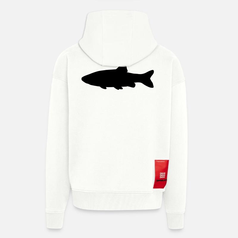 Chiot de silhouette de poisson - Veste à capuche bio épaisse oversize fabriqué en UE - OFF WHITE