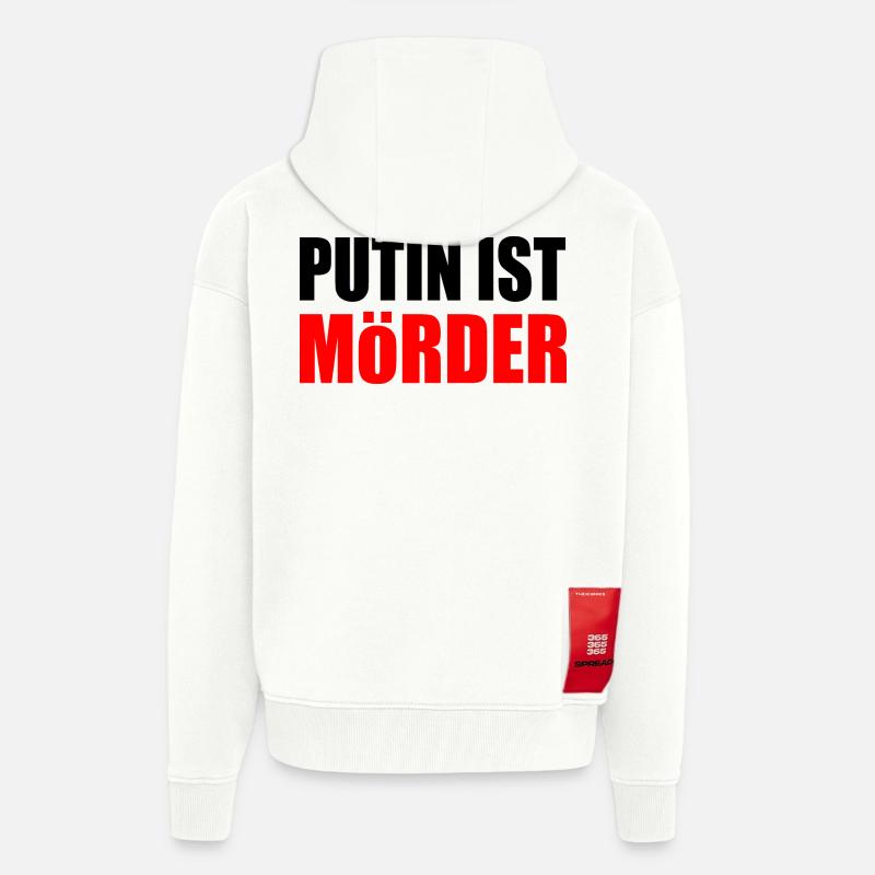Poutine est meurtrier - Veste à capuche bio épaisse oversize fabriqué en UE - OFF WHITE