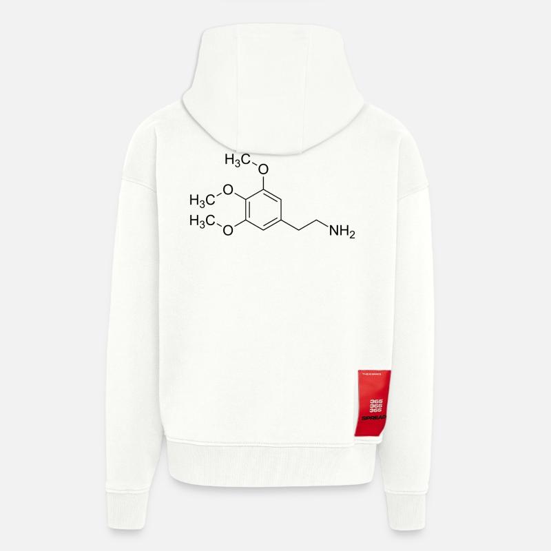 Formule structurale mescaline mescaline - Veste à capuche bio épaisse oversize fabriqué en UE - OFF WHITE