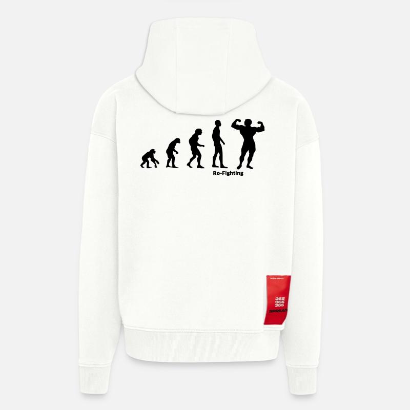 Evolution Bodybuilding Bodybuilder Geschenk - Zip Hoodie - made by SPREAD - OFF WHITE