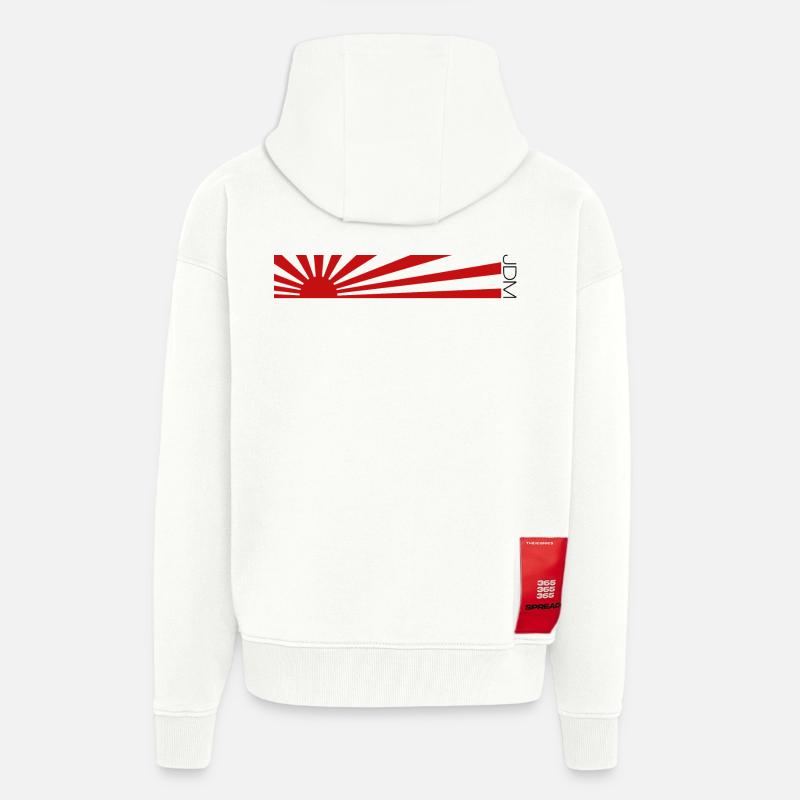 Conception de drapeau JDM - Veste à capuche bio épaisse oversize fabriqué en UE - OFF WHITE
