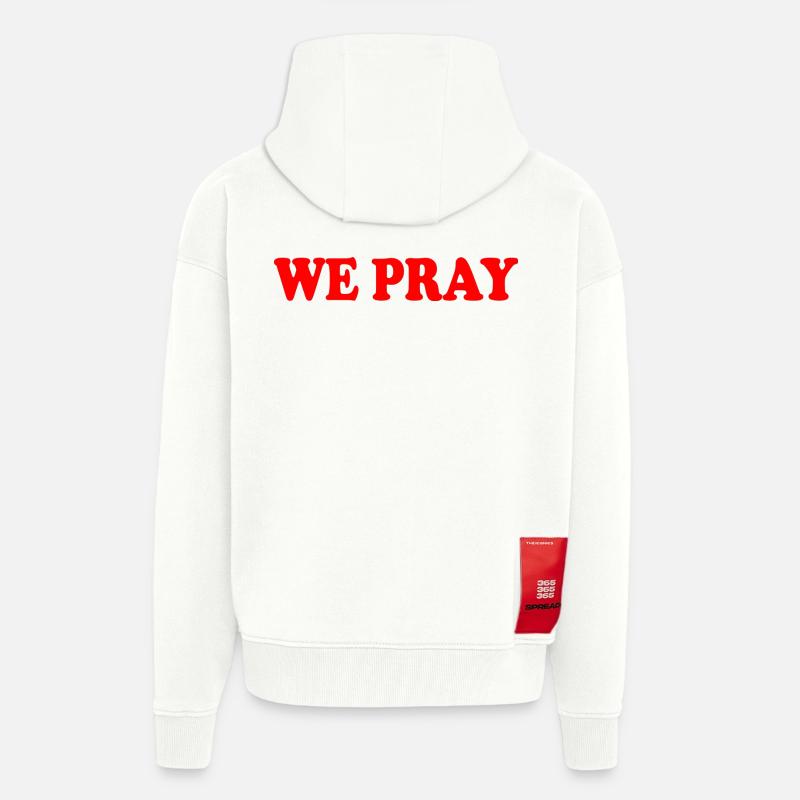 We pray - Veste à capuche bio épaisse oversize fabriqué en UE - OFF WHITE