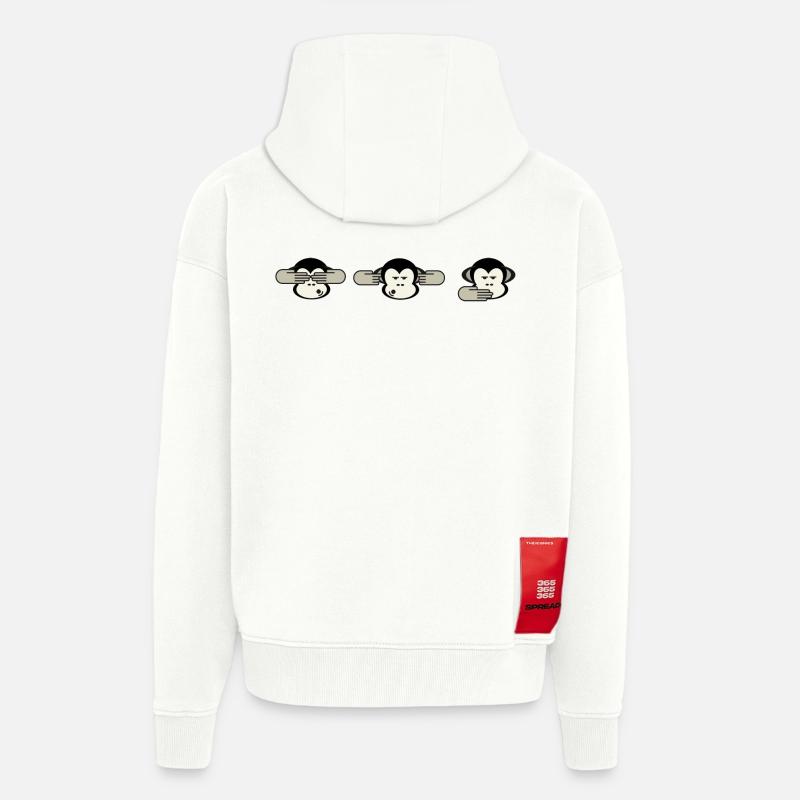 3 singes - Veste à capuche bio épaisse oversize fabriqué en UE - OFF WHITE