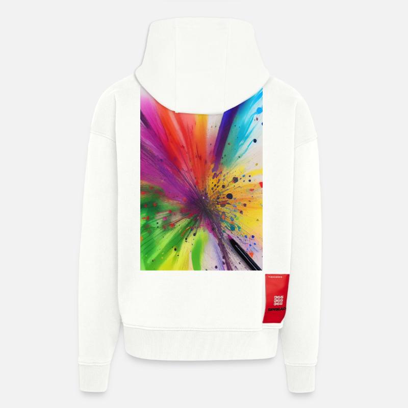 Éclaboussures de couleur - Veste à capuche bio épaisse oversize fabriqué en UE - OFF WHITE