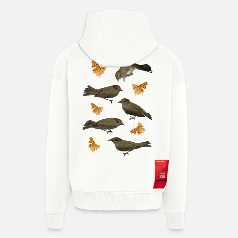 Blackcap with C-butterfly - Zip Hoodie - made by SPREAD - OFF WHITE