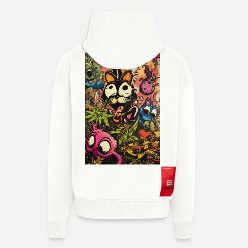 Buntes Comic-Monster Graffiti - Zip Hoodie - made by SPREAD - OFF WHITE