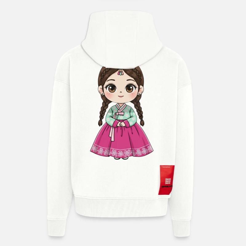 Chibi Hanbok Candy Dream Chaewon - Veste à capuche bio épaisse oversize fabriqué en UE - OFF WHITE