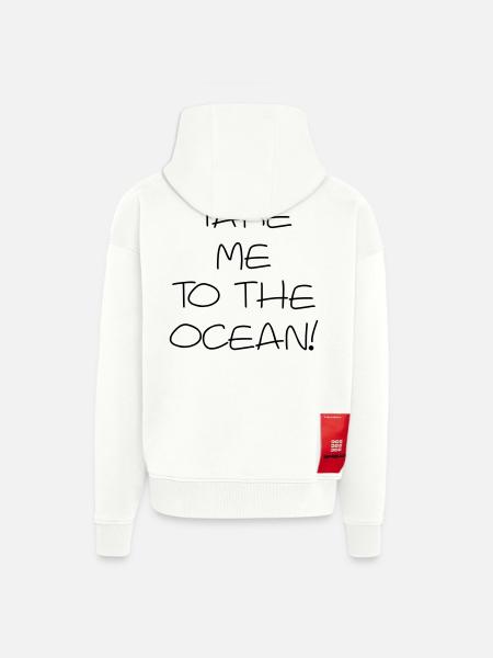Emmenez-moi à l'océan - Veste à capuche bio épaisse oversize fabriqué en UE - OFF WHITE
