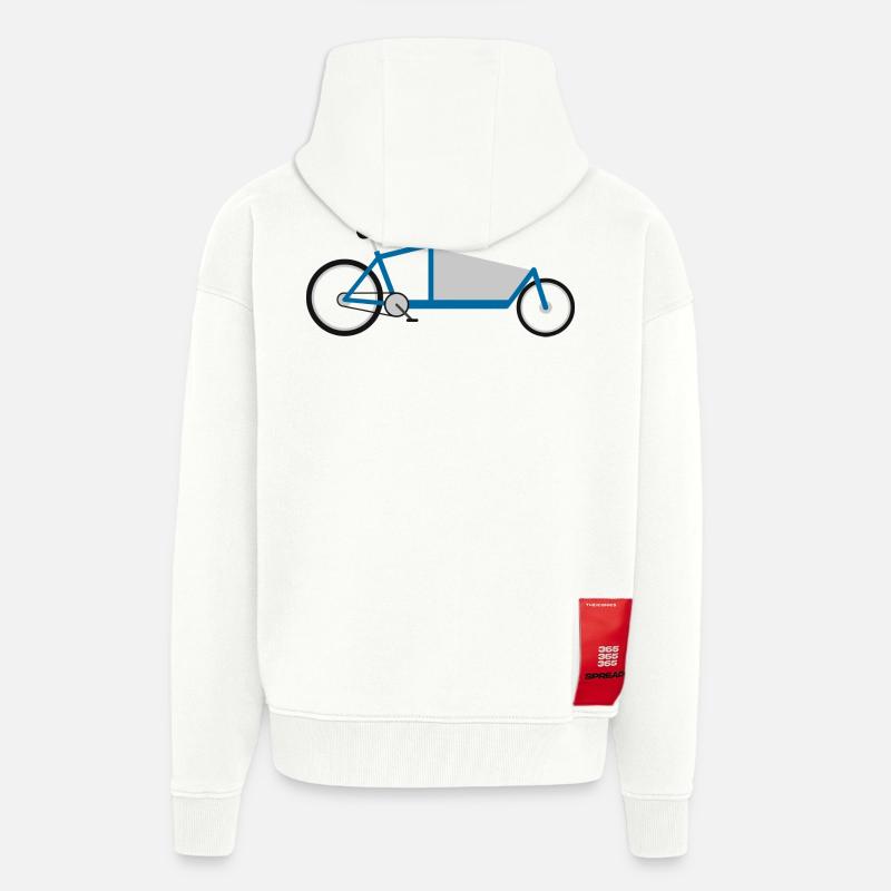 Vélo de cargo bleu - Veste à capuche bio épaisse oversize fabriqué en UE - OFF WHITE