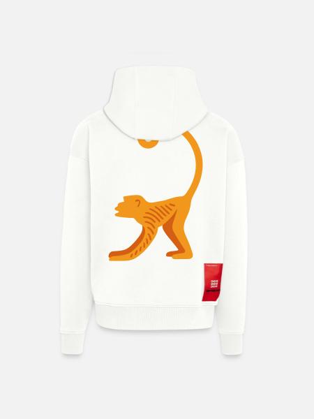Orangutan line logo - Zip Hoodie - made by SPREAD - OFF WHITE