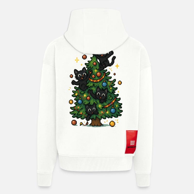 Weihnachtsbaum mit frechen Katzen - Zip Hoodie - made by SPREAD - OFF WHITE