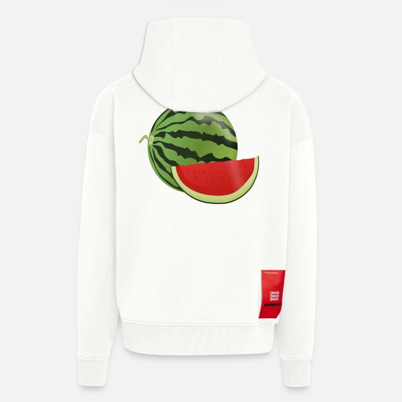 pastèque pastèque fruits végétariens1112 - Veste à capuche bio épaisse oversize fabriqué en UE - OFF WHITE