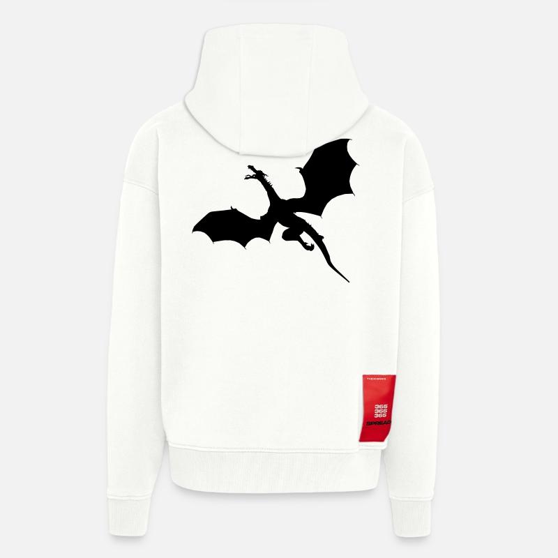 Flying dragon - Veste à capuche bio épaisse oversize fabriqué en UE - OFF WHITE