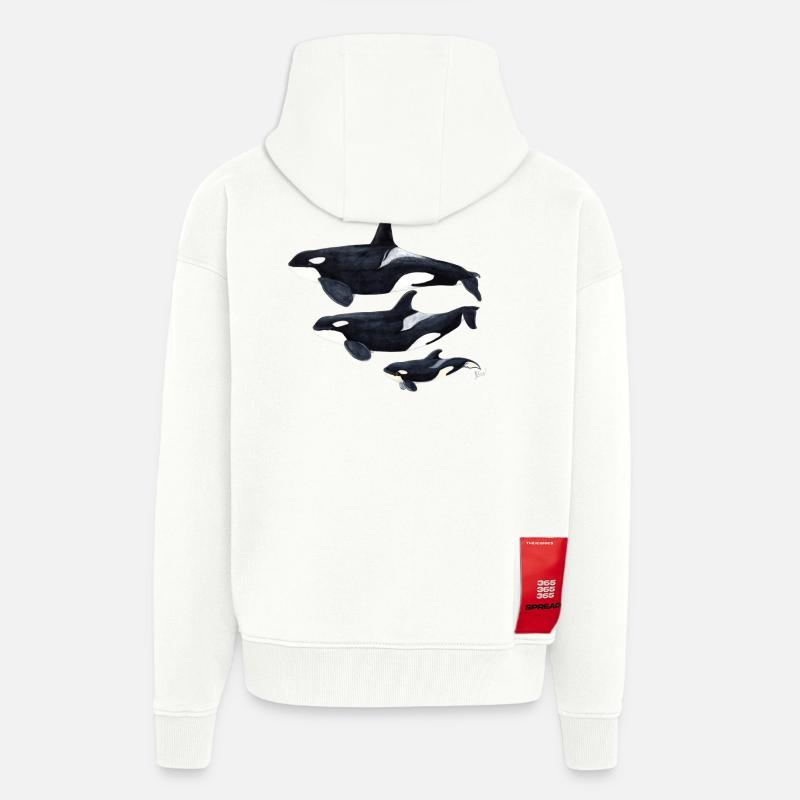 Orca - orque - arce - Veste à capuche bio épaisse oversize fabriqué en UE - OFF WHITE