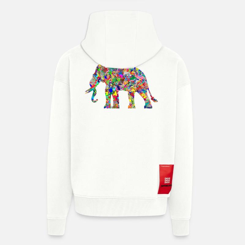 Elefant bunte Farbkleckse Geschenk Geschenkidee - Zip Hoodie - made by SPREAD - OFF WHITE