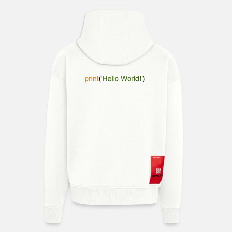 Bonjour le monde Python - Veste à capuche bio épaisse oversize fabriqué en UE - OFF WHITE