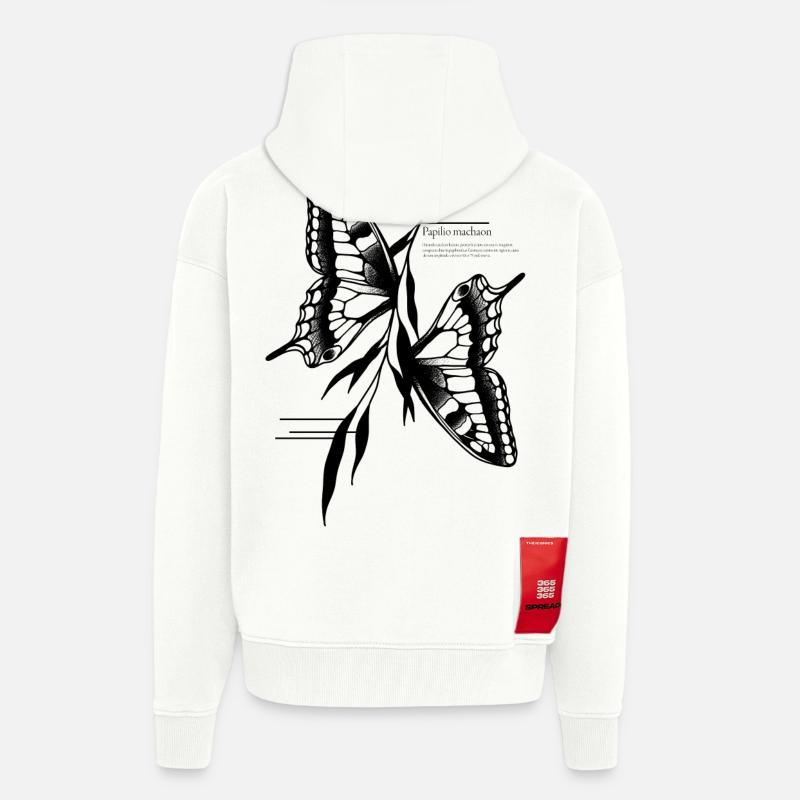 Papillon à queue d’aronde - Veste à capuche bio épaisse oversize fabriqué en UE - OFF WHITE