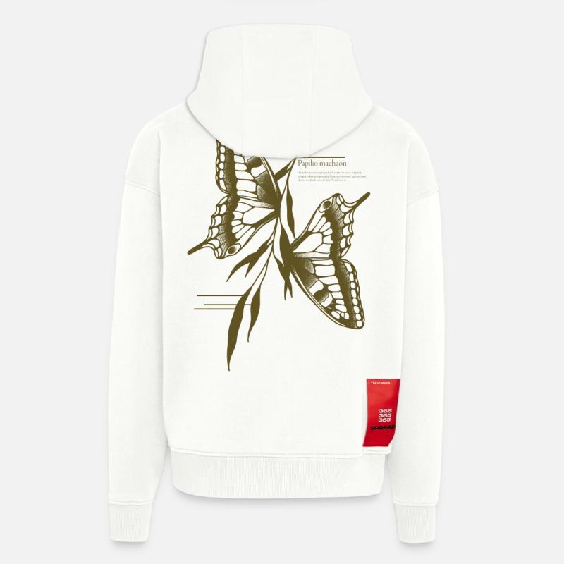 Papillon à queue d’aronde - Variante - Veste à capuche bio épaisse oversize fabriqué en UE - OFF WHITE