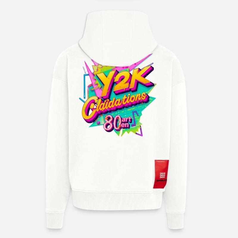 Conception de célébration rétro Y2K - Veste à capuche bio épaisse oversize fabriqué en UE - OFF WHITE