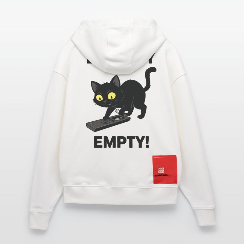 Battery Empty Chat Télécommande Humour Veste à capuche bio épaisse oversize fabriqué en UE
