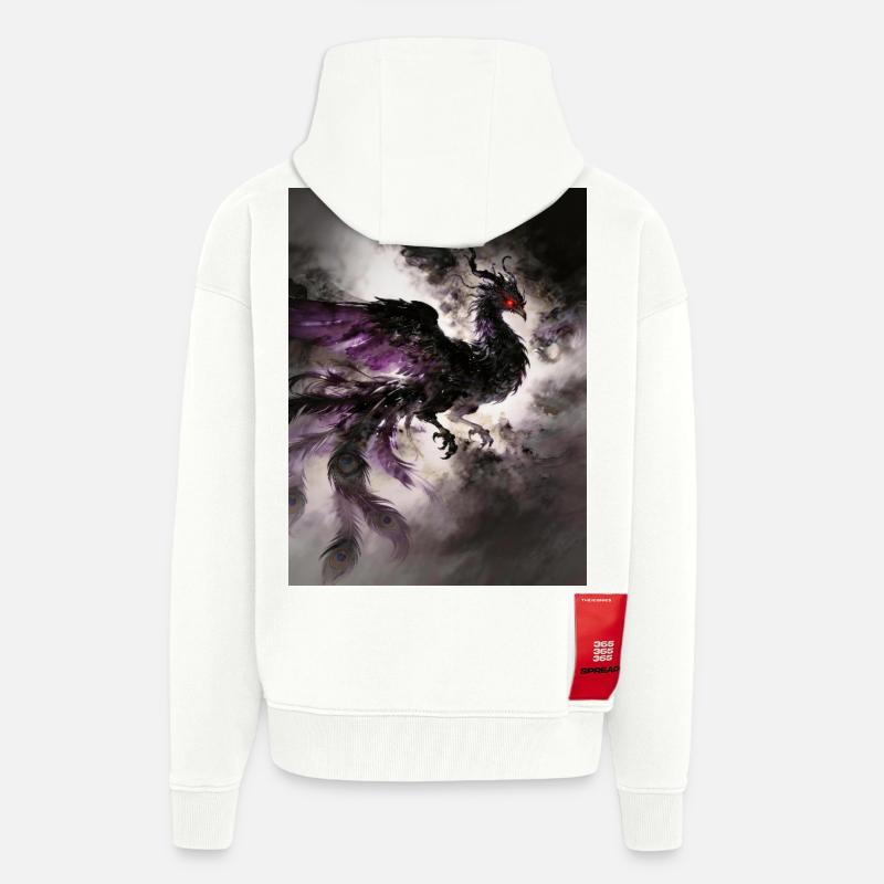 Le Crépuscule du Phénix Noir : Éclipse - Veste à capuche bio épaisse oversize fabriqué en UE - OFF WHITE
