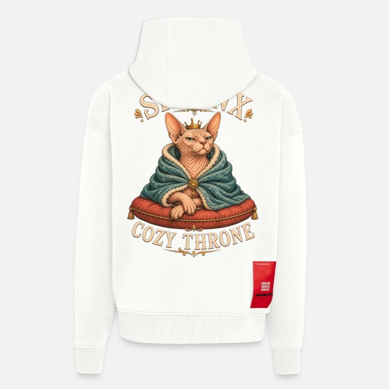 SPHYNX TRÔNE DOUILLET Chat - Veste à capuche bio épaisse oversize fabriqué en UE - OFF WHITE