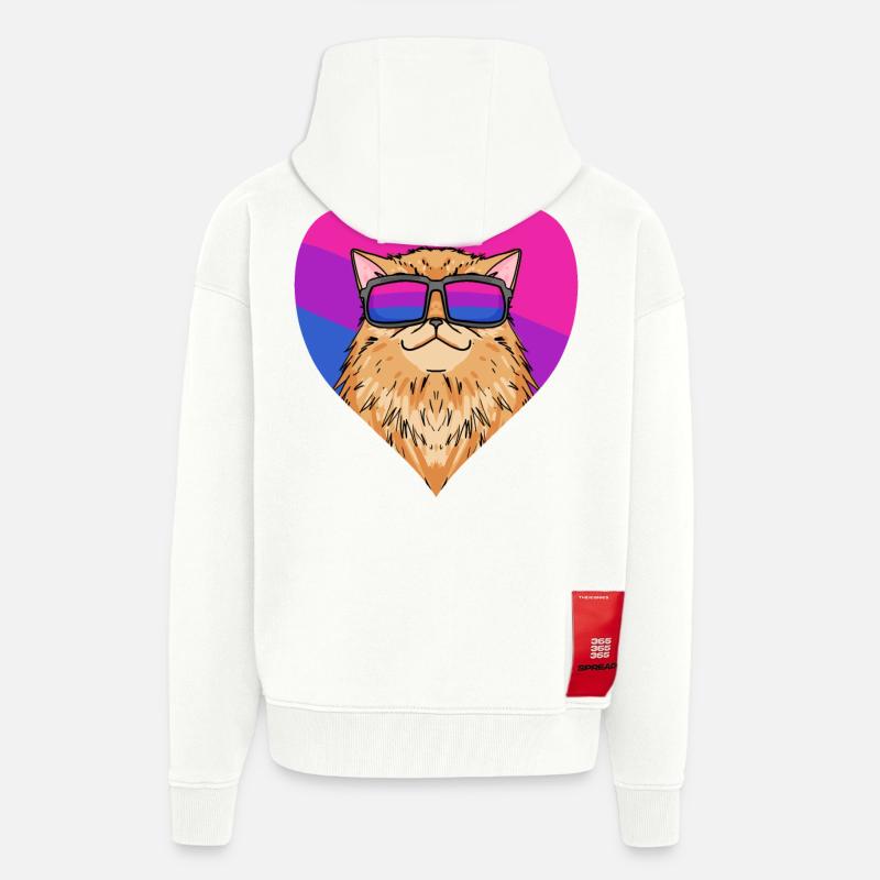 Cadeau de chat persan bisexuel - Veste à capuche bio épaisse oversize fabriqué en UE - OFF WHITE