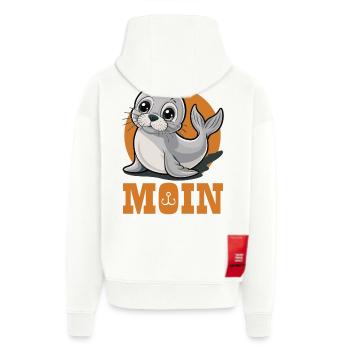 Junge Robbe mit „Moin“ - Zip Hoodie - made by SPREAD - OFF WHITE - Hinten