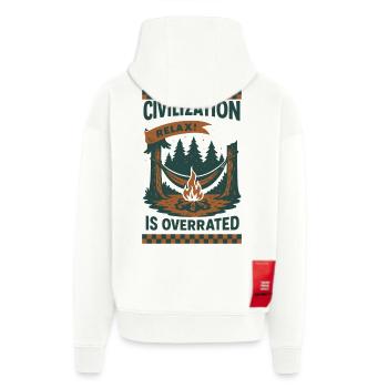Prepper Survie Bushcrafting Civilisation - Veste à capuche bio épaisse oversize fabriqué en UE - OFF WHITE - Dos