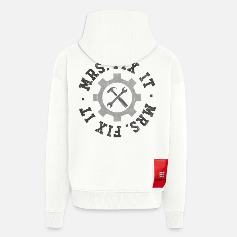 Mme Fix It - Veste à capuche bio épaisse oversize fabriqué en UE - OFF WHITE