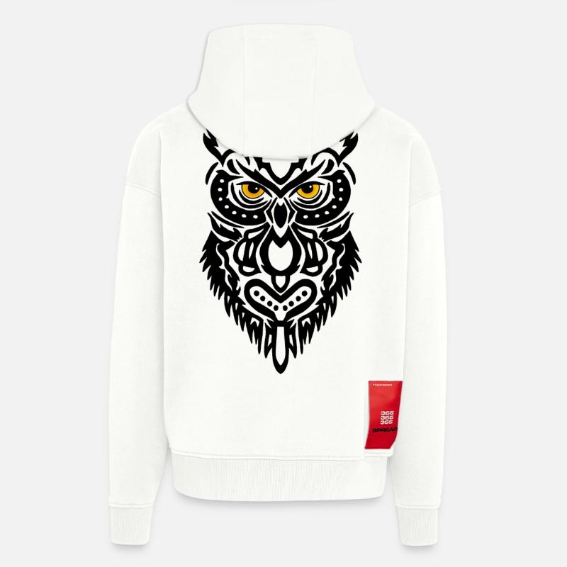 Der Blick der schwarzen Eule - Zip Hoodie - made by SPREAD - OFF WHITE